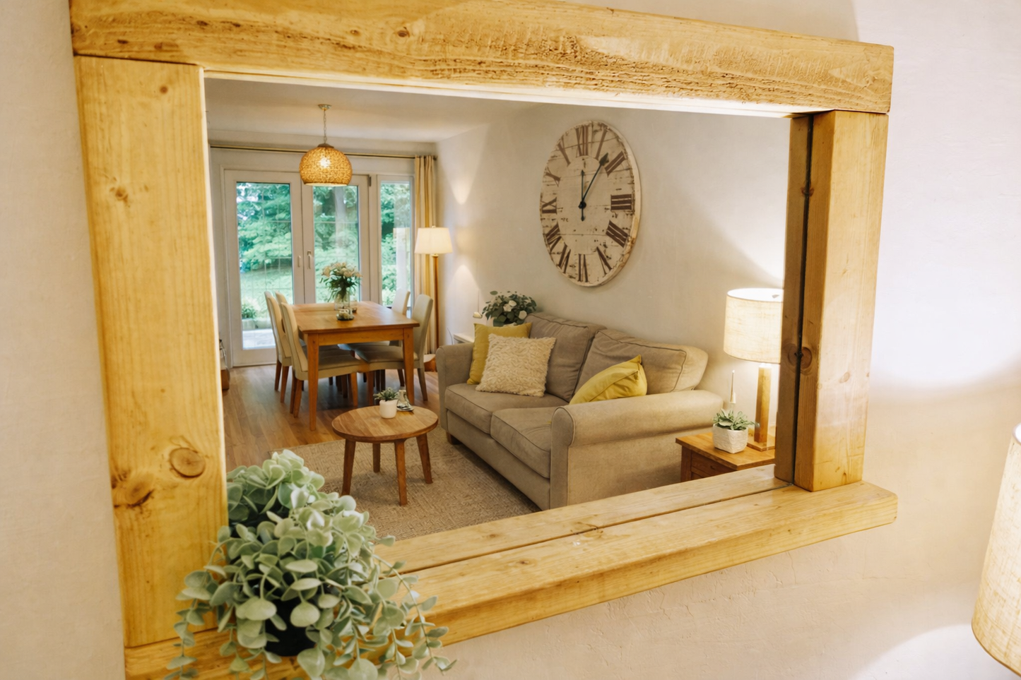 Handmade Rustic Wooden Mirror – English Oak Wax Finish