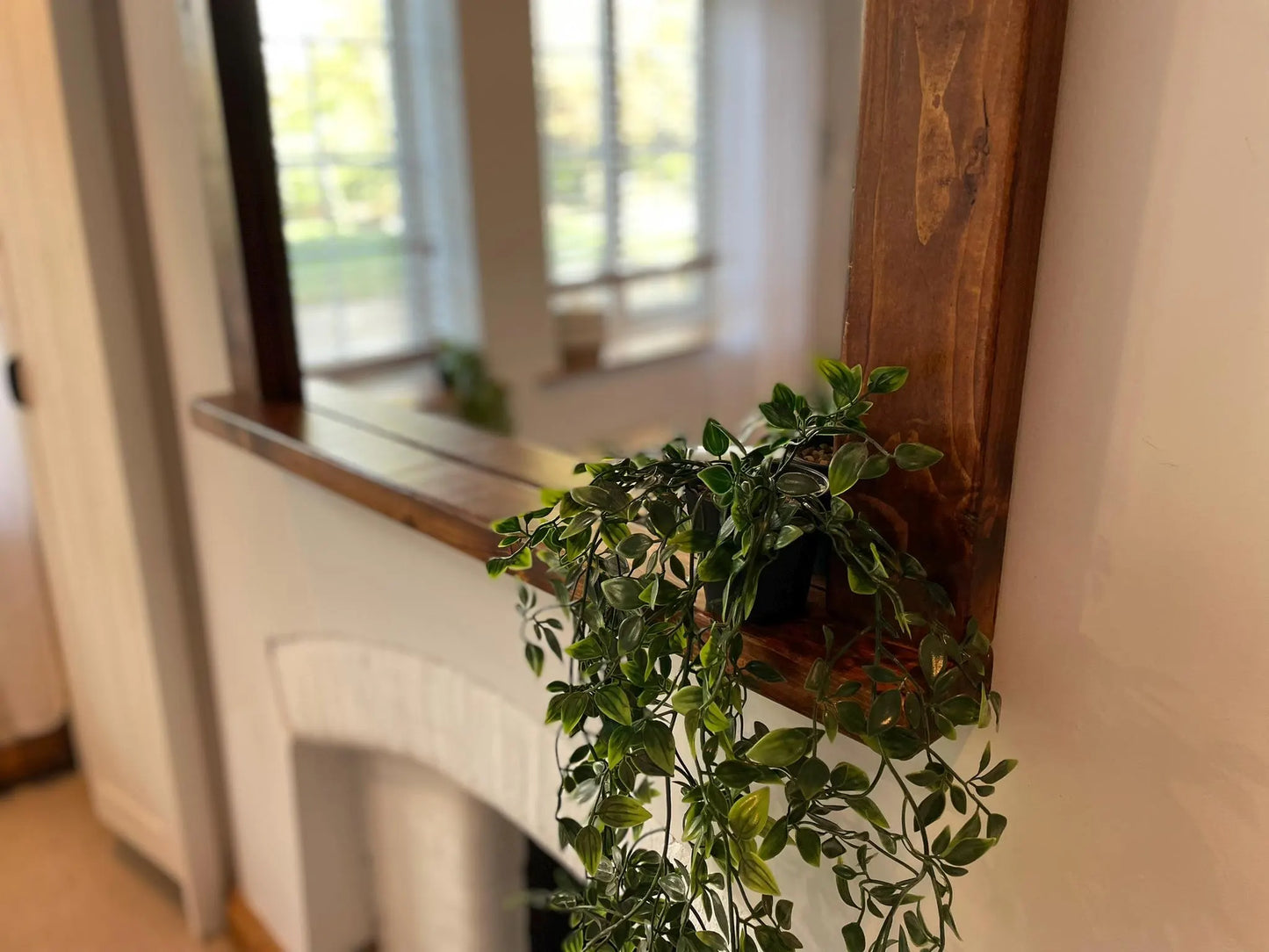 Georgian Mahogany Handmade Rustic Wooden Wall Mirror with Shelf.